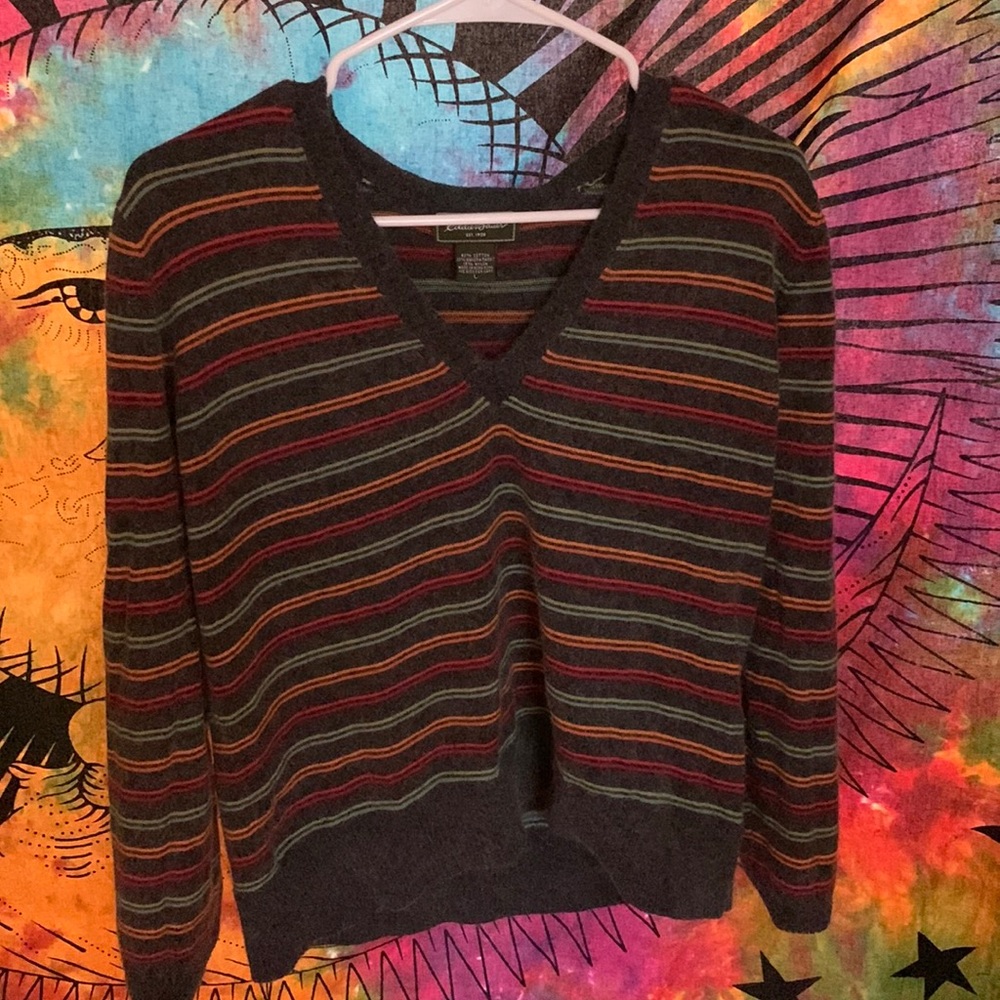 v neck rainbow sweater!!